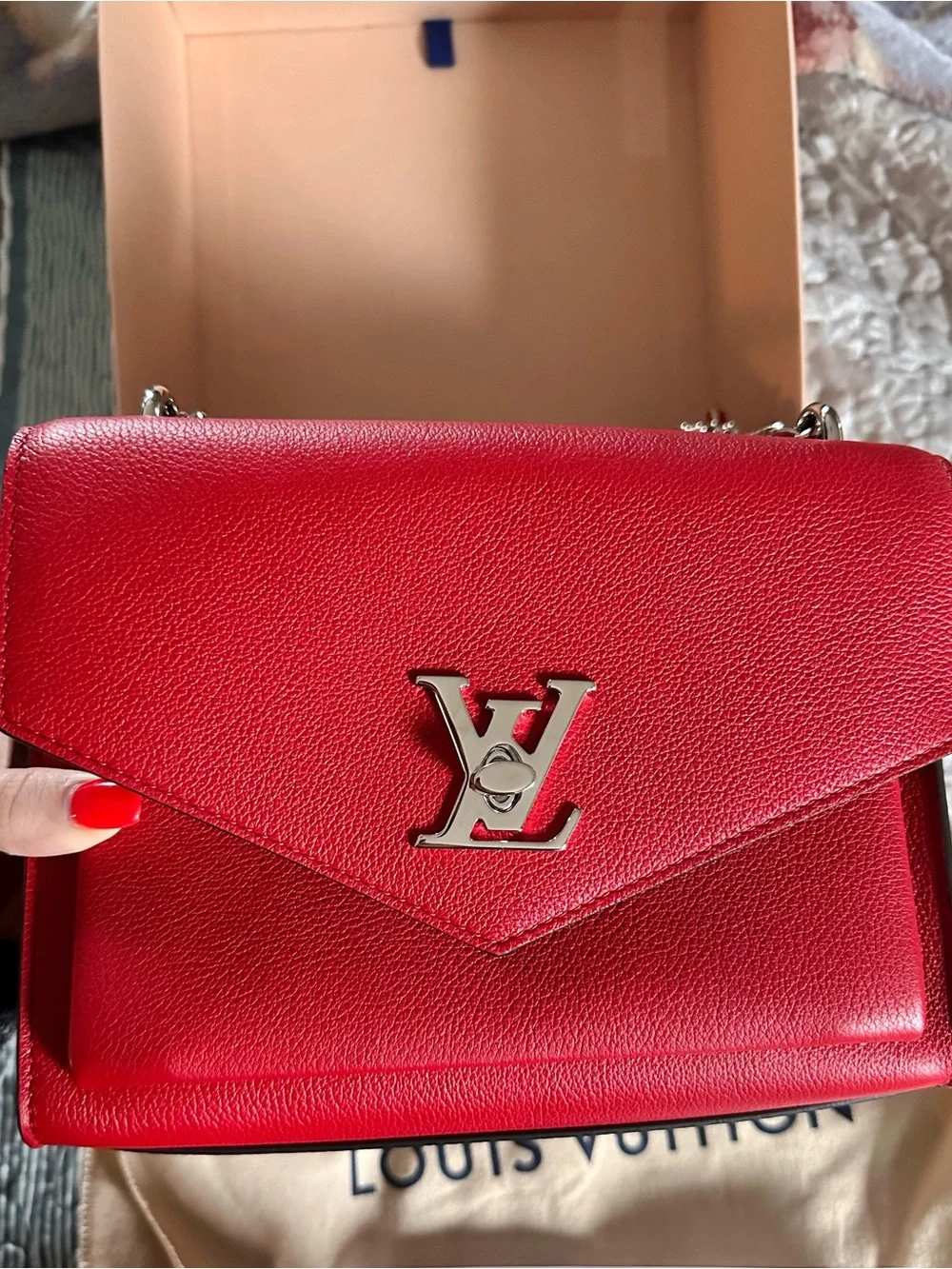 Louis Vuitton Mylockme BB in color RUBY